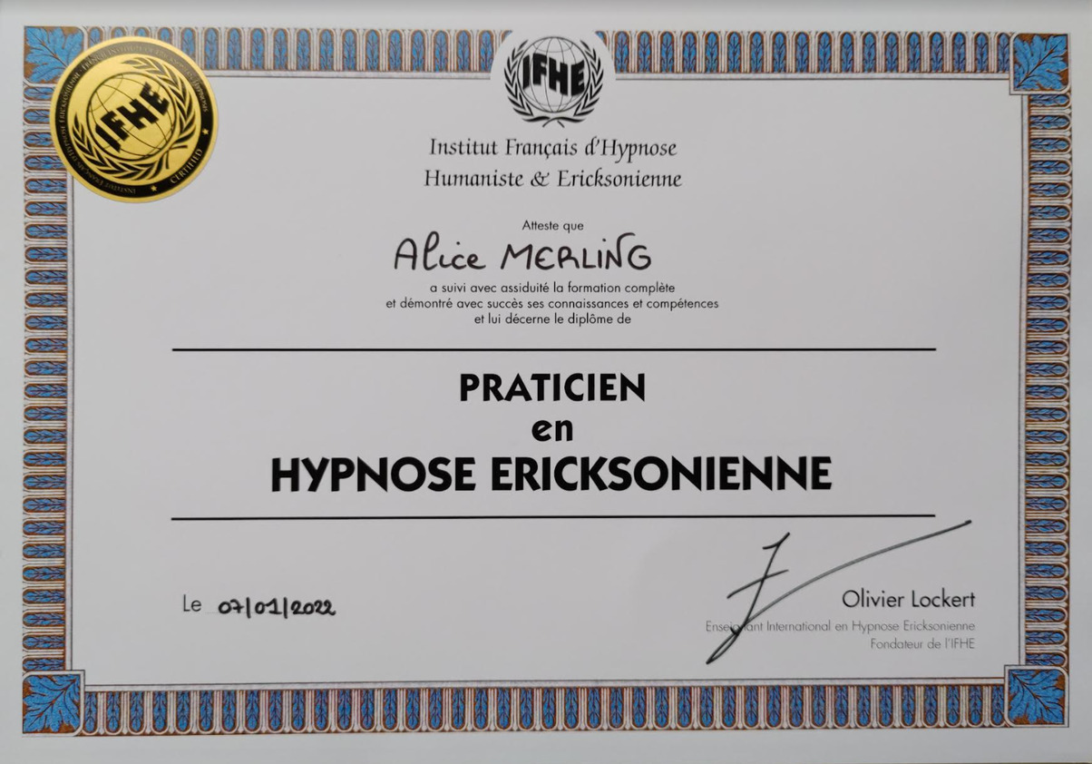 Diplome hypnose éricksoniènne